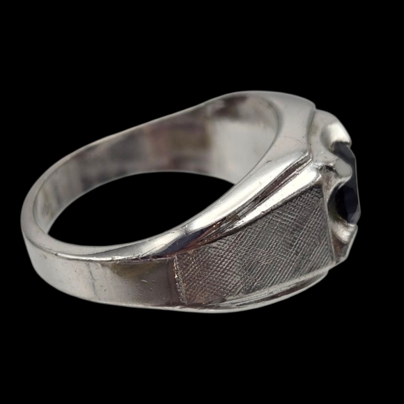 925 Silver Men's Ring with Blue Sapphire - Picture 2 of 9